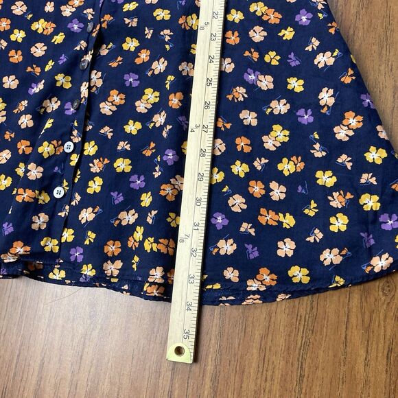 Madewell Smock-Sleeve Button-Front Mini Dress Happy Hibiscus Preppy Boho Sz 2 - Picture 9 of 12